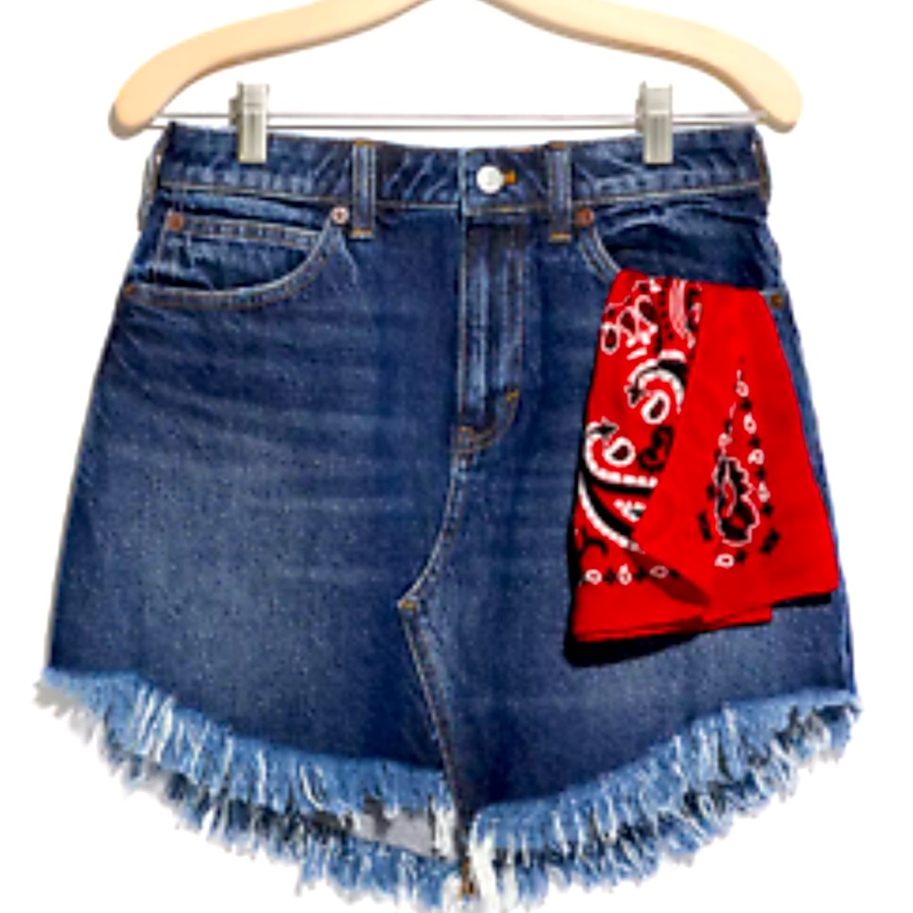 Free people mountain blue denim skirt